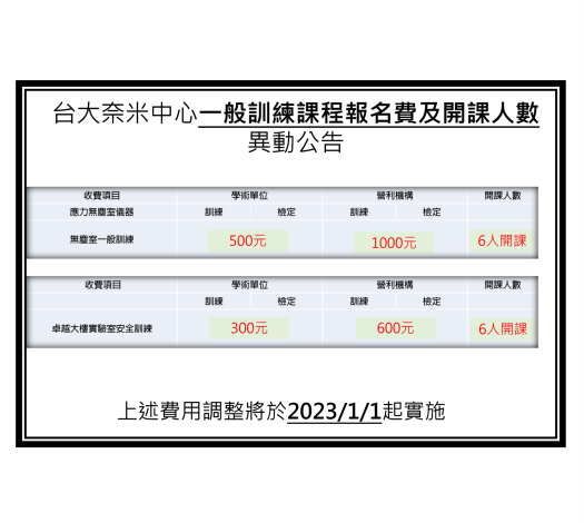 一般訓練報名費異動